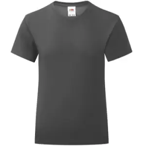 Image of Fruit Of The Loom Girls Iconic T-Shirt (7-8 Years) (Light Graphite)