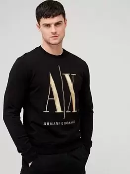 Image of Armani Exchange Large AX Logo Sweatshirt - Black Size M Men
