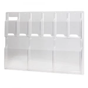 Image of Literature Display Wall Mounted Rack 6 x 13 A4 3 x A4 Clear