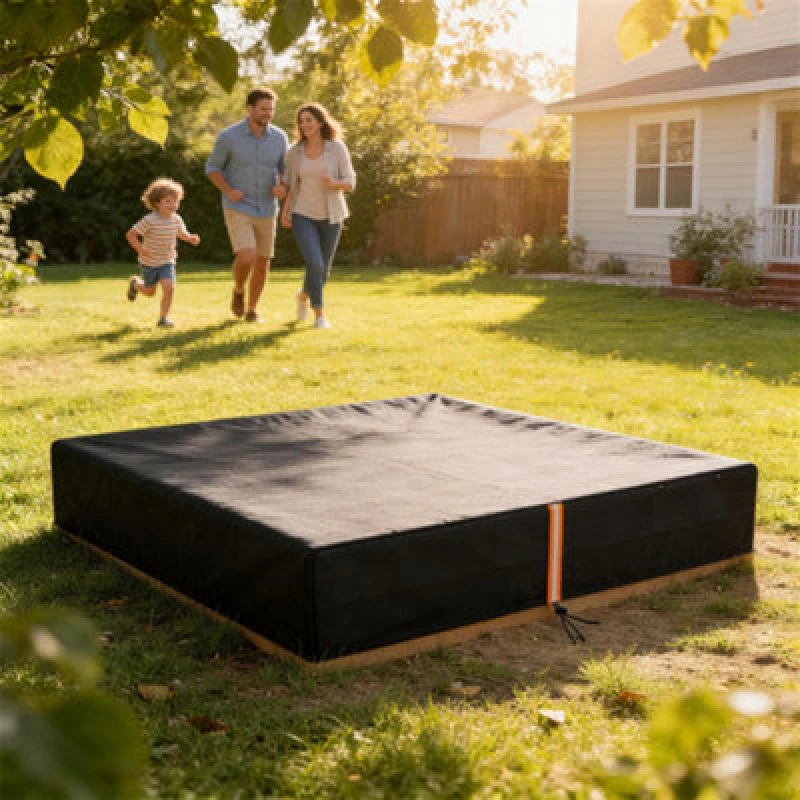 Image of AIYAPLAY Sandbox Cover, Square Sandpit Cover with Drawstring & Elastic Band in Black Unisex