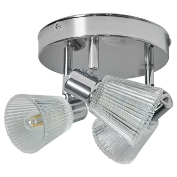 Image of Chrome 3 Way IP44 Ceiling Light Fitting - No Bulbs