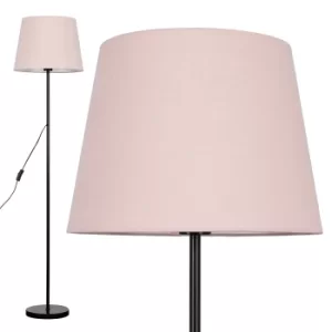 Image of Charlie Black Floor Lamp with Dusty Pink Aspen Shade
