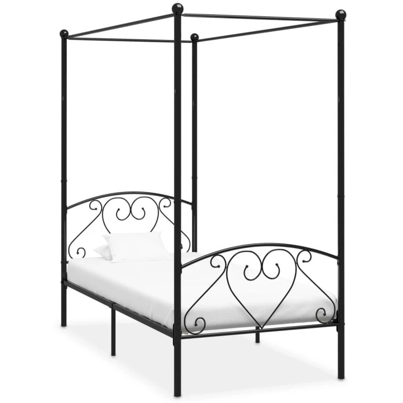 Image of VIDAXL 284433 Canopy Bed Frame without Mattress Black Metal 90x200cm Vidaxl 8719883783499