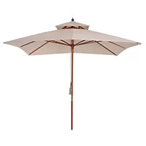 Image of Outsunny Patio Umbrella 840-026 Bamboo, Cotton, Polyester, plastic Beige