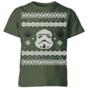 Image of Star Wars Stormtrooper Knit Kids Christmas T-Shirt - Forest Green - 11-12 Years