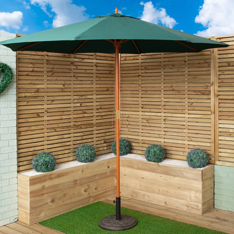 Image of Samuel Alexander 2.7m Outdoor Wooden Garden Parasol Sun Shade with Carry Bag in Green