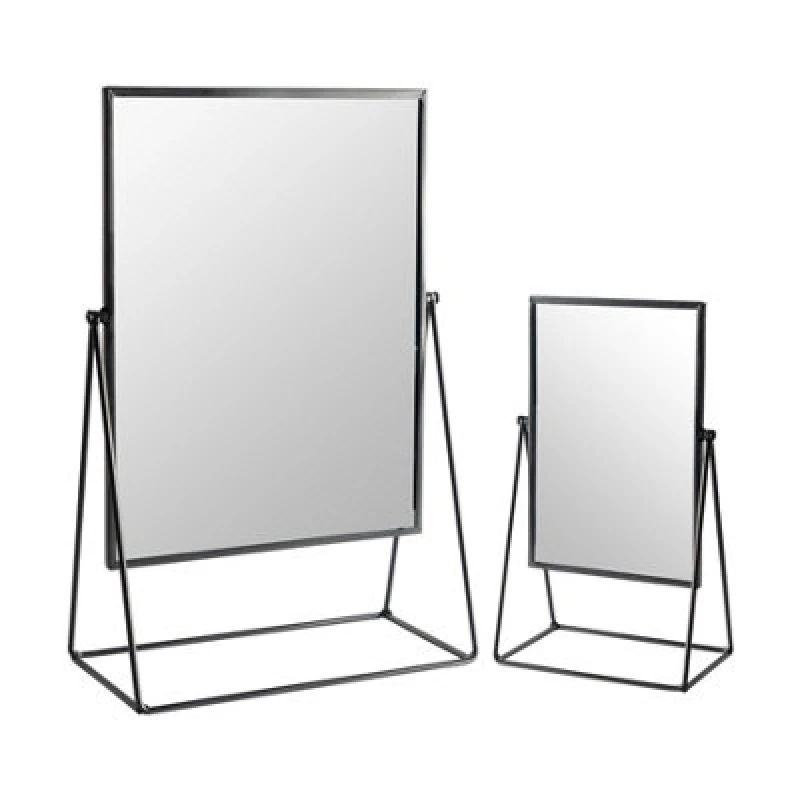 Image of Harbour Housewares 2Pc Dressing Table Mirror Set - Black - Makeup Tabletop Cosmetic Bathroom Mirror
