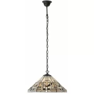 Image of Tiffany Glass Hanging Ceiling Pendant Light Bronze Chain 1 Lamp Shade i00136