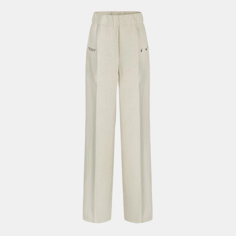 Image of Off White Womens Knitted Relaxed Fit Trousers Beige/Blue female 4 (3XS)