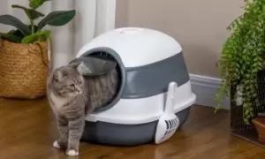 Image of PawHut Foldable Cat Litter Tray with Lid