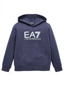 Image of Emporio Armani EA7 Visibility Logo Hoodie Navy Size 8 Years Boys