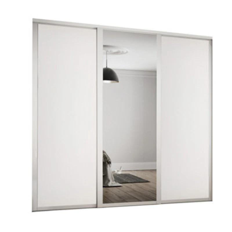 Image of Spacepro Shaker Panel Shaker Mirrored 3 Door Sliding Wardrobe Door Kit (H)2220mm (W)2136mm