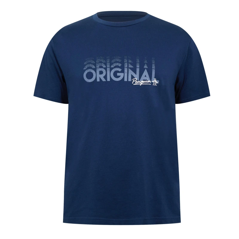 Image of Original Penguin L Logo Tee Regular Fit T-Shirts Small Blue 52743318350