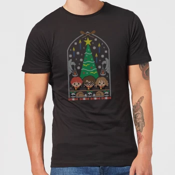 Image of Harry Potter Hogwarts Tree Mens Christmas T-Shirt - Black - 5XL
