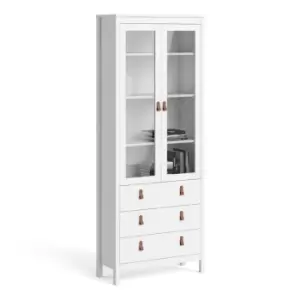 Image of Barcelona China Cabinet 2 Doors With Glass + 3 Drawers In White