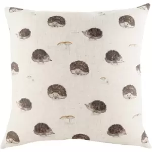 Image of Evans Lichfield Oakwood Hedgehog Cushion Cover (One Size) (Off White/Brown)