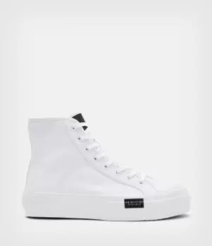 Image of AllSaints Womens Dana Flatform High Top Trainers, White, Size: UK 5/US 8/EU 38