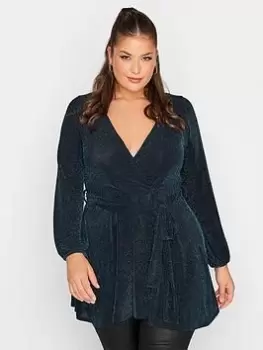 Image of Yours Party Wrap Top - Blue Size 18, Women