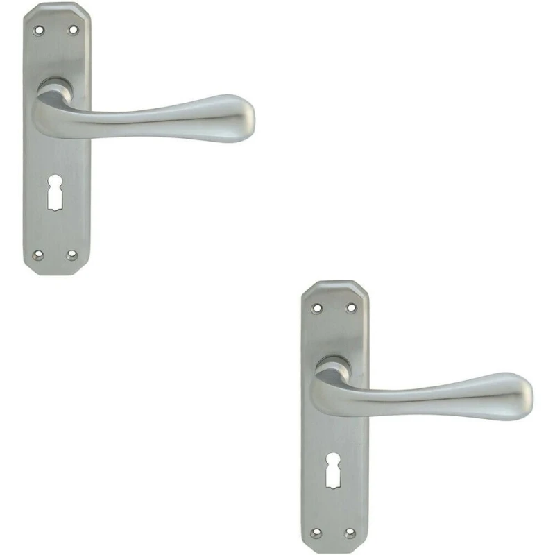 Image of Loops 2x PAIR Heavy Duty Handle on Angular Lock Backplate 180 x 40mm Satin Chrome Multi