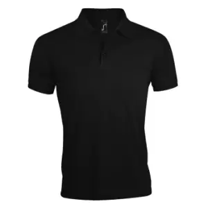 Image of SOLs Mens Prime Pique Plain Short Sleeve Polo Shirt (S) (Black)