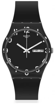 Image of Swatch OVER BLACK Black Silicone Strap Black Dial GB757 Watch