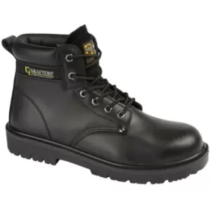 Image of Grafters Mens Leather Safety Boots (6.5 UK) (Black) - Black