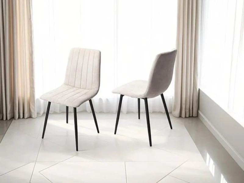 Image of Core Products Aspen Straight Stitch Dining Chair With Black Tapered Legs (Pair) Natural