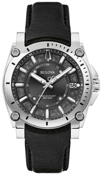 Image of Bulova 96B416 Mens Icon (40mm) Black Dial / Black Leather Watch