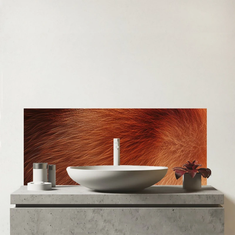 Image of Warren Reed - Designer Red Panda Fur Print Glass Bathroom Splashback in Brown Brown Unisex