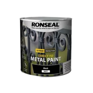 Image of Ronseal Direct to Metal Paint Black Matt 2.5 litre