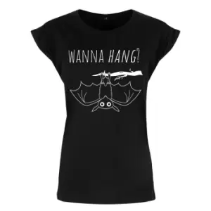 Image of Grindstore Womens/Ladies Cute Bat Wanna Hang T-Shirt (M) (Black)