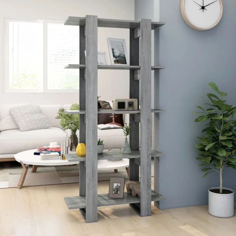 Image of VIDAXL Book Cabinet/Room Divider Grey Sonoma 80x30x160cm Engineered Wood Vidaxl 8720286844045