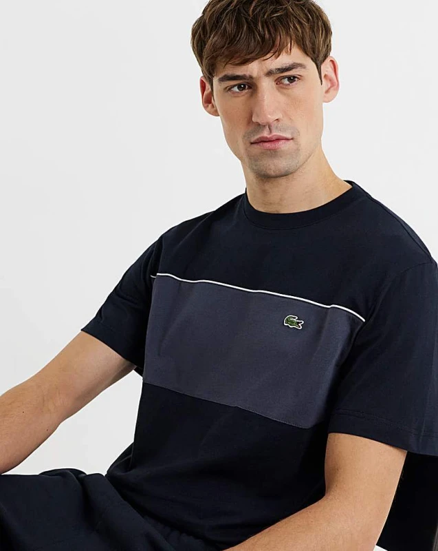 Image of Lacoste Lacoste Short Sleeve Colourblock T-Shirt Black - Lacoste - Size: S37 Black Male S37 LA38501