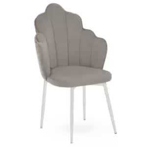 Image of Interiors By PH Velvet Dining Chair Grey Chrome Legs