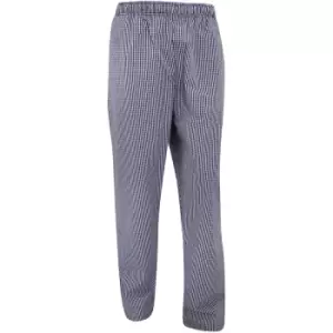Image of Dennys Unisex Blue/White Check Fully Elasticated Trouser / Chefswear (Pack of 2) (3XL) (Navy/White) - Navy/White