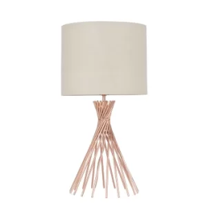 Image of Gosforth Copper Table Lamp with Beige Shade