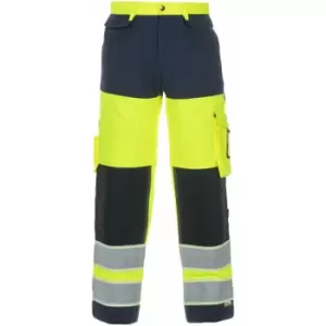 Image of Idstein hi vis gid two tone trouser yellow/navy 46 - Saturn Yellow / Navy - Saturn Yellow / Navy - Hydrowear