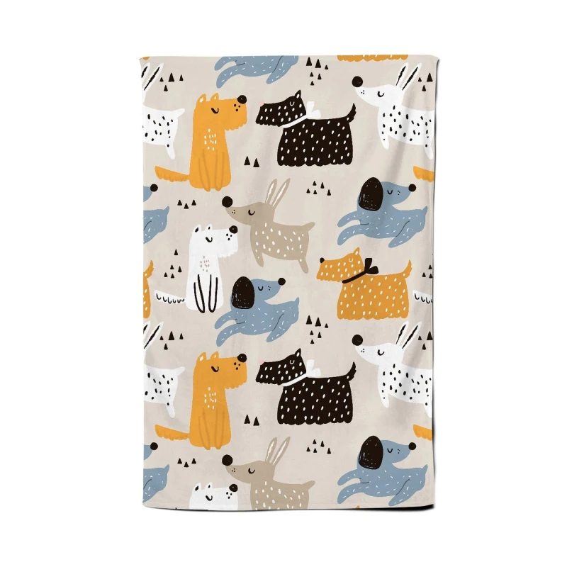 Image of Warren Reed - Designer Hand Drawn Dogs Tea Towel in Brown Brown Unisex