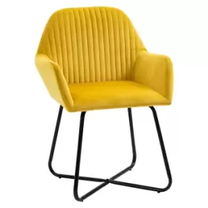 Image of HOMCOM Modern Arm Chair Upholstered Accent Chair with Metal Base for Living Room Yellow