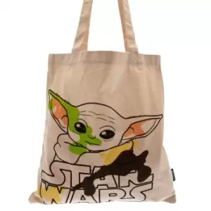 Image of Star Wars: The Mandalorian Canvas Tote Bag (One Size) (Cream/Black)