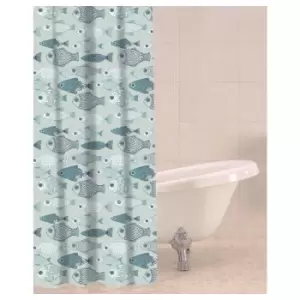 Image of Sabichi Shower Curtain with Baby Fish Design (One Size) (Blue) - Blue