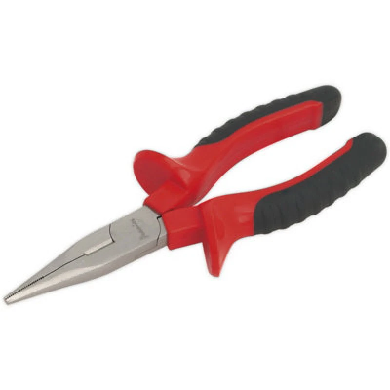 Image of Loops 170mm Long Nose Pliers - Serrated Jaws - Drop Forged Steel - Hardened Cutters Metallics