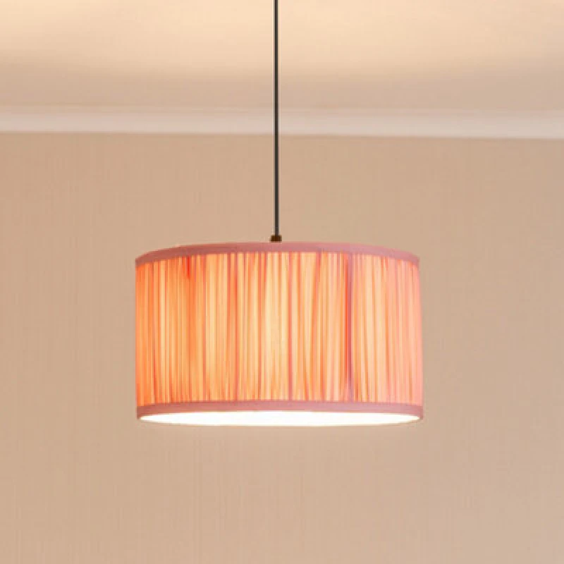 Image of ValueLights Jess Fabric Ruched Pleated Ceiling Floor Table Large Lamp Shade with LED Bulb Light Pink