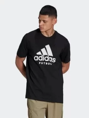 Image of adidas Futbol Logo T-Shirt, White, Size L, Men