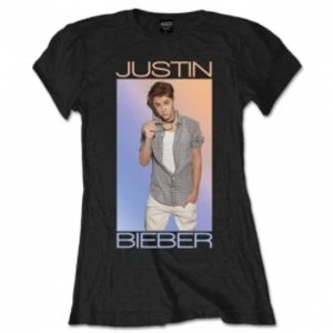Image of Justin Bieber Colorfade Ladies Black T-Shirt X Large