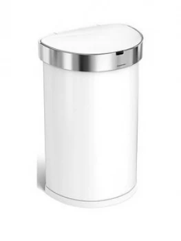 Image of Simplehuman 45-Litre Single Compartment Stainless Steel Semi-Round Sensor Bin ; White