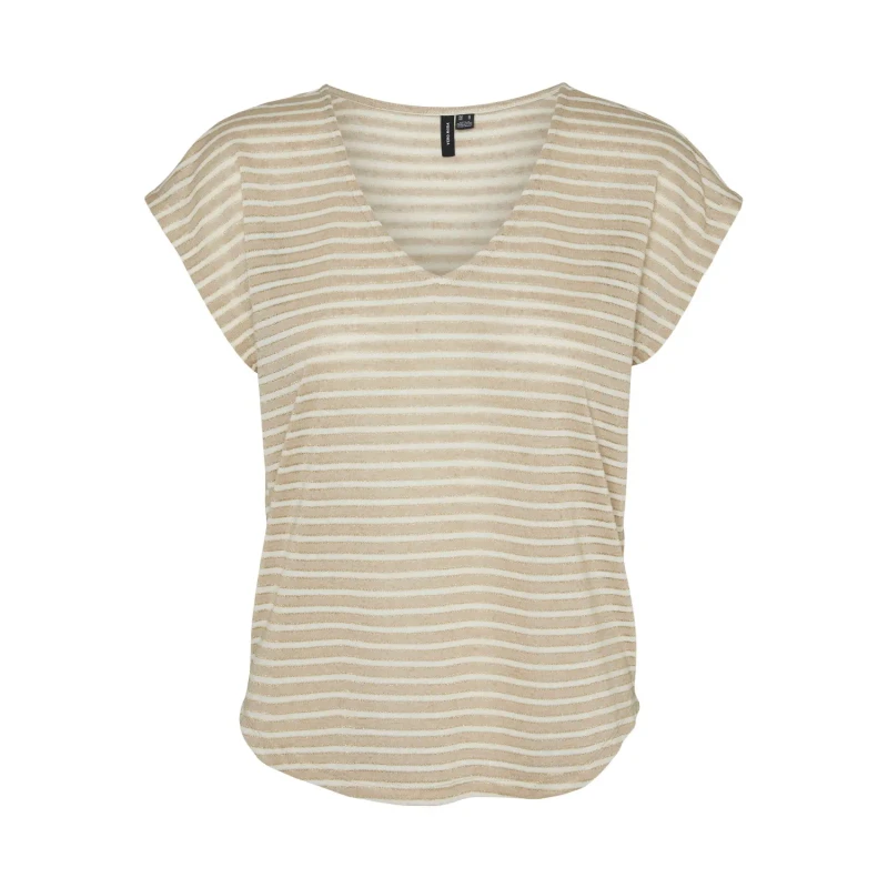 Image of Vero Moda Womens v-neck T-Shirt Vero Moda Vmgatja Beige Female M