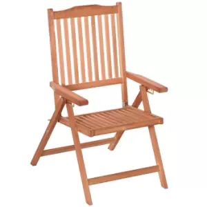 Image of Outsunny 5-position Acacia Wood Chair Folding Recliner Dining Seat Garden