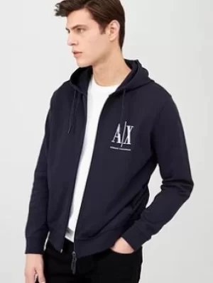 Image of Armani Exchange AX Icon Logo Zip Through Hoodie Black Size M Men