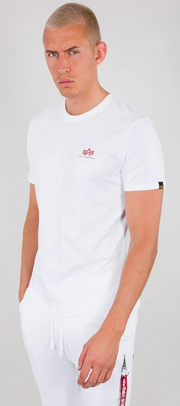 Image of Alpha Industries Backprint T-Shirt, white-red, Size S for Men